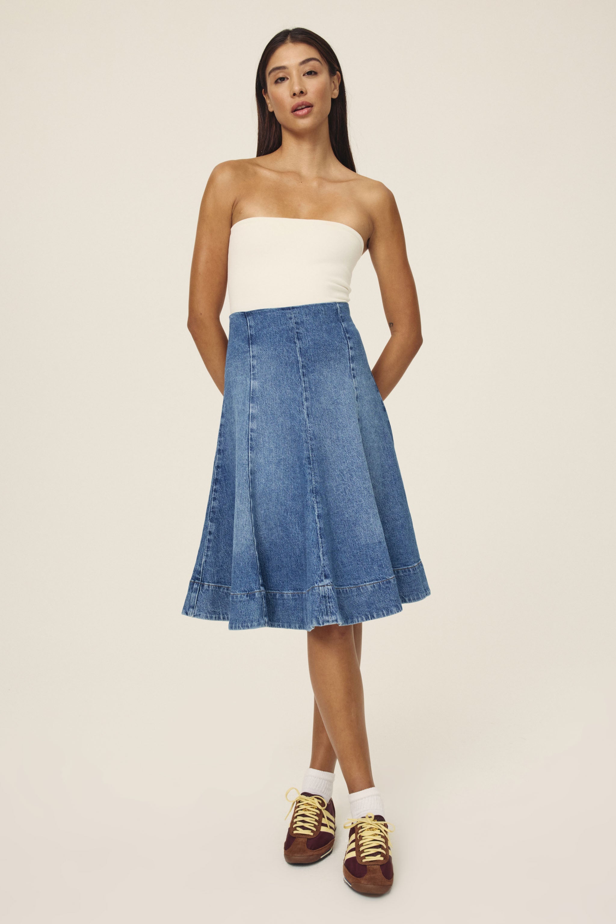 LOS - DENIM MIDI SKIRT | EVERAFTER